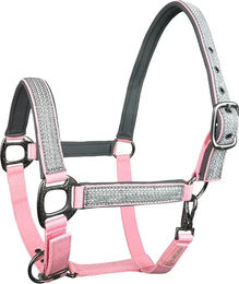 Produktbild von Horsenjoy Pferdehalfter aus Nylon für Ponys in Silber und Rosa