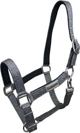 Produktbild von Horsenjoy Pferdehalfter aus Nylon Marvel in Grau und Schwarz Größe M