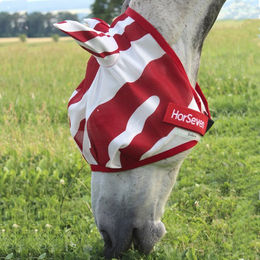 HorSeven Buzz-Off Fly Mask Fliegenmaske Zebra-Look Rot-Weiß Größe XL – Bild 1 von 1