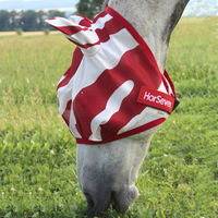 Produktbild von HorSeven Buzz-Off Fly Mask Fliegenmaske Zebra-Look Rot-Weiß Größe XL