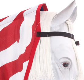 HorSeven BuzzOff Fullneck Zebra Fliegendecke für Pferde in Rot Weiß Bunt aus Polyester – Bild 1 von 7