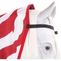 Produktbild von HorSeven BuzzOff Fullneck Zebra Fliegendecke für Pferde in Rot Weiß Bunt aus Polyester