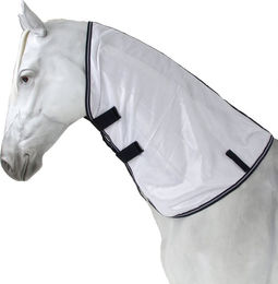 HorSeven Fly Protect Halsteil für Fliegendecken aus Polyester in Weiß/Marine für Warmblut – Bild 1 von 6