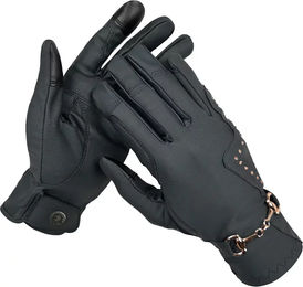 Produktbild von HorSeven Reithandschuhe Damen Crystal Bit Schwarz Größe S aus Polyester