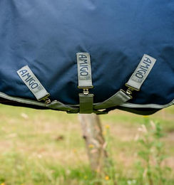 Horseware Amigo 1200D Original Turnout Lite 0g Pferdedecke wasserdicht Navy Titanium Grey Silver 125 cm – Bild 1 von 3