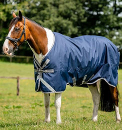 Horseware Amigo 1200D Original Turnout Lite 0g Pferdedecke wasserdicht Navy Titanium Grey Silver 130 cm – Bild 1 von 3