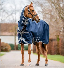 Produktbild von Horseware Amigo 1200D Outdoor-Pferdedecke mit Halsabdeckung Blau
