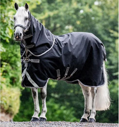 Horseware Amigo 1200D Plus Turnout Decken-Bundle für Pferde mit Halsabdeckung in Schwarz Grau und Silber – Bild 1 von 2