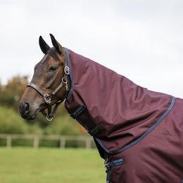 Horseware Amigo 1200D Turnout Hood Pferdedecke mit Halsteil Größe M Burgundy/Navy & Titanium Grey – Bild 1 von 1