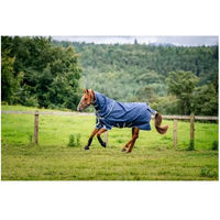 Produktbild von Horseware Amigo Bravo 12 Plus Outdoor-Pferdedecke für Ponys mit Halsabdeckung 100g Navy/Titanium Grey & Silver 125 cm - 100 g