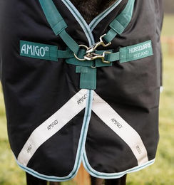 Horseware Amigo Bravo 12 Plus Pferdedecke mit Halsteil Navy/Aqua Größe M - 250 g – Bild 1 von 4