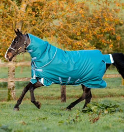 Horseware Amigo Bravo 12 Plus Regendecke Heavy 400g für Pferde mit Halsteil Größe 7'0 in Storm Green/Turquoise, Aqua & Blue – Bild 1 von 4
