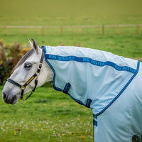 Produktbild von Horseware Amigo Bug Buster Hood Pferdedecke mit Halsteil Größe L Azure Blue/Navy/Electric Blue