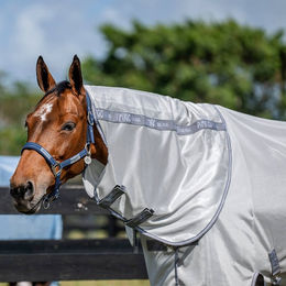 Horseware Amigo Bug Rug Hood Insektenschutz-Halsdecke für Pferde Grau Silber Größe L – Bild 1 von 2