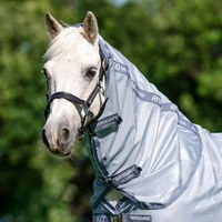 Produktbild von Horseware Amigo Bug Rug Hood Pferdedecke mit Halsteil Größe L Heather Blue/Blue & Silver