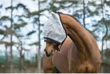Horseware Amigo Fliegenmaske für Pferde aus Fleece in Grau Silber – Bild 1 von 3