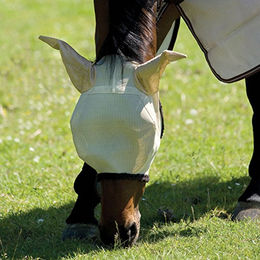 Produktbild von Horseware Amigo Flybuster Fliegenmaske für Ponys in Braun und Beige aus Polyester - 1 Stk.