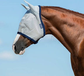 Horseware Amigo FlyMask Fliegenmaske für Ponys Silber Blau – Bild 1 von 4