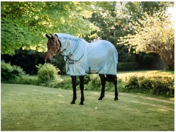 Horseware Amigo Integrated Fliegendecke für Pferde aus Polyester in Blau und Silber – Bild 1 von 4