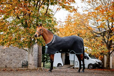 Produktbild von Horseware Autumn Cooler Pferdedecke Schwarz Türkis