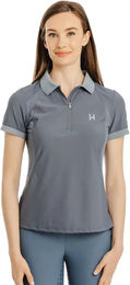Horseware Damen Turnier-Polo Reitshirt mit Reißverschluss Grau XS – Bild 1 von 1