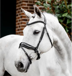 Horseware Diamante Flash Leder Zaumzeug Schwarz für Vollblut – Bild 1 von 2