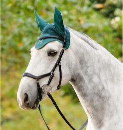 Horseware Fliegenhaube aus Baumwolle Grün für Warmblut – Bild 1 von 2