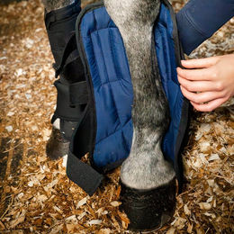 Horseware Gamaschen für Pferde mit Keramik-Inlay Größe L Schwarz Blau – Bild 1 von 3