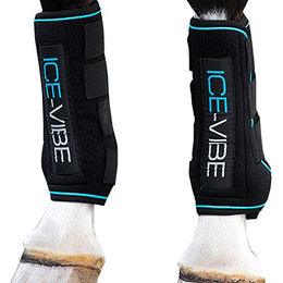 Horseware Ice-Vibe Gamaschen Set mit LED Schwarz Türkis Größe XL für Warmblut Pferde – Bild 1 von 4