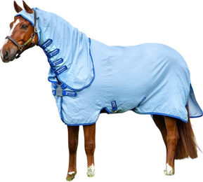 Horseware Ireland Amigo Ripstop Hoody Fliegendecke für Pferde in Azure Blue/Silver/Strong Blue Größe 130 (6'0) – Bild 1 von 1