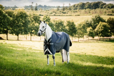 Horseware Ireland Rambo 1680D Turnout Pferdedecke Navy/Thunderstorm Grey & Silver 155 cm – Bild 1 von 3