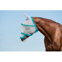 Produktbild von Horseware Ireland Rambo Flymask Plus Fliegenmaske für Pferde Silver/Navy & Electric Blue Größe Full