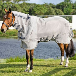 Horseware Ireland Rambo Protector Integrated Fliegendecke für Pferde Silber Blau Weiß Beige 165 cm – Bild 1 von 1