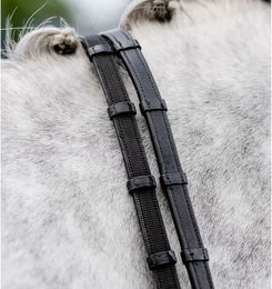Horseware Jumper Zügel mit Stoppern aus Leder für Ponys in Schwarz – Bild 1 von 2