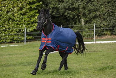 Horseware Mio T/O Lite Turnout Decke für Ponys wasserdicht Dunkelblau Rot Größe 4'9 – Bild 1 von 2