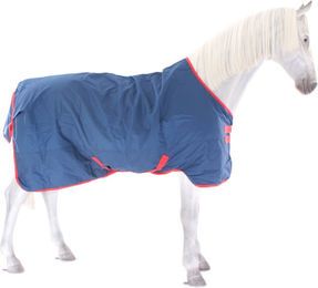 Horseware Mio Turnout Lite Pferdedecke wasserdicht Dunkelblau und Rot Größe 3'9 – Bild 1 von 2