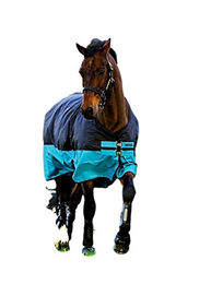 Horseware Mio Turnout Lite Pferdedecke wasserdicht Schwarz Türkis Größe 4'0 – Bild 1 von 2