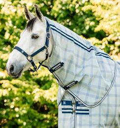 Horseware Newmarket Fliegenhaube für Pferde Blau Größe S – Bild 1 von 1