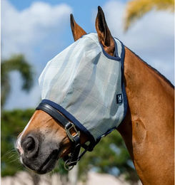 Produktbild von Horseware Newmarket Fliegenmaske für Pferde ohne Ohren aus Polyester Grau für Vollblut