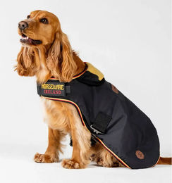 Horseware Newmarket Hundemantel Winter Fleece wasserdicht Schwarz Gold Größe M – Bild 1 von 10