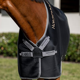 Horseware Rambo Airmax Pferdedecke aus Polyester in Blau Grau Silber oder Schwarz 75 cm – Bild 1 von 7