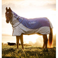 Produktbild von Horseware Rambo Autumn Series Weidedecke für Pferde Blau 0g mit +100g Liner