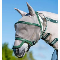 Produktbild von Horseware Rambo Fliegenmaske Plus für Warmblut in Oatmeal/Green