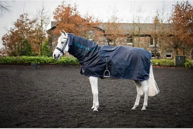 Horseware Rambo Mack in a Sack Regenreitdecke für Pferde mit Halsabdeckung Blau Burgundy – Bild 1 von 9