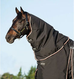 Horseware Rambo Optimo Hood Lite Pferdehalsdecke aus Nylon Schwarz Orange Größe M – Bild 1 von 3