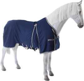 Horseware Rambo Optimo Stable Sheet Summer 0g Pferdedecke aus Polyester Navy Blau und Beige – Bild 1 von 2
