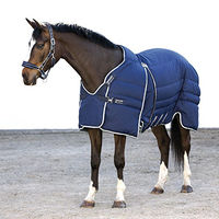 Produktbild von Horseware Rambo Optimo Stalldecke für Pferde 400g Navy Blau mit Beige - 400 g