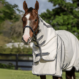 Horseware Rambo Optimo Supreme Summer Sheet Plus Pferdedecke aus Polycotton Blau Weiß 140 – Bild 1 von 10