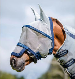 Horseware Rambo Plus Fliegenmaske für Ponys in Silber/Navy aus Polyester – Bild 1 von 9