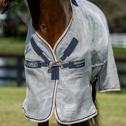 Horseware Rambo Protector Fliegendecke für Pferde Silber Blau Weiß Beige 155 cm – Bild 1 von 7